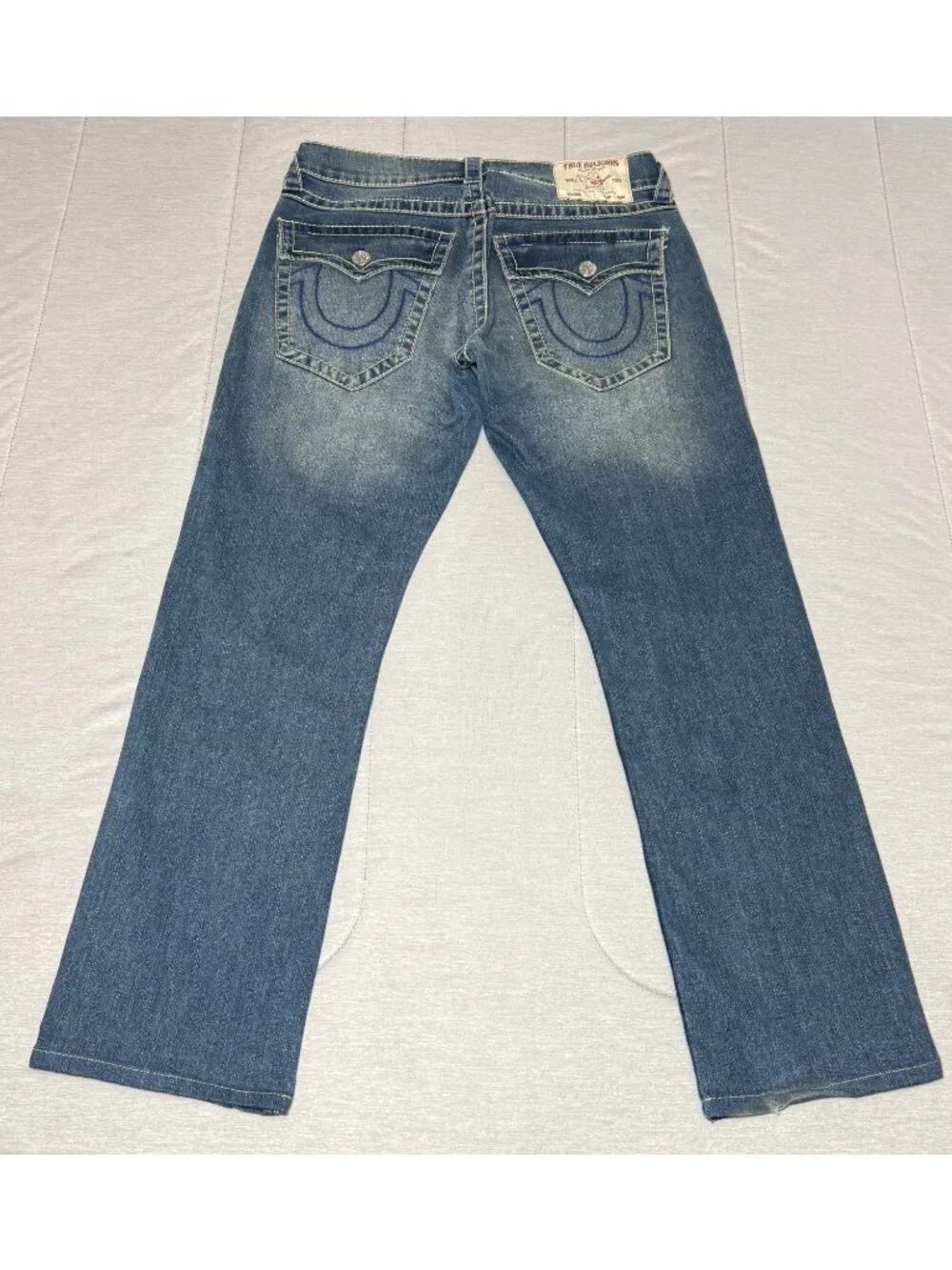 True Religion Mens Ricky Relaxed Straight Jeans Size 32 Blue Denim